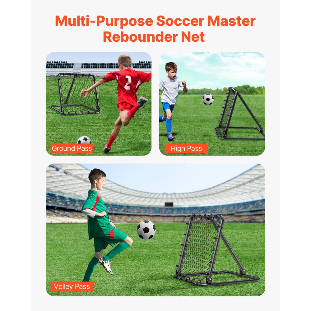 ZQHTW84 - Adjustable Soccer Rebounder with Iron Frame and Foldable Design