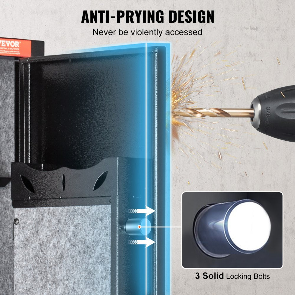 010270279596 - Compact Steel Gun Safe with Fingerprint Lock & LED Light