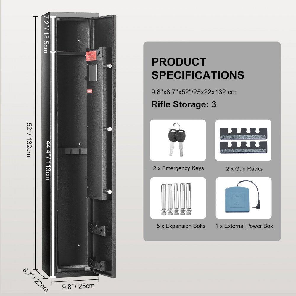 010370998781 - Durable 3-Gun Safe with Digital Lock and Quick Access Features