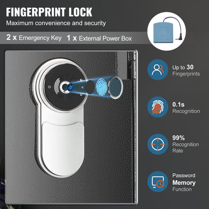 010197958943 - VEVOR 5-Gun Safe with Fingerprint Lock & LED Light, Quick Access