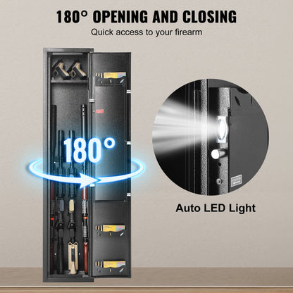 010197958943 - VEVOR 5-Gun Safe with Fingerprint Lock & LED Light, Quick Access