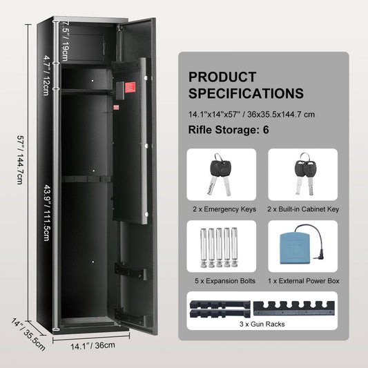 010535124271 - VEVOR Gun Safe for 6 Guns with Fingerprint Lock & LED Light