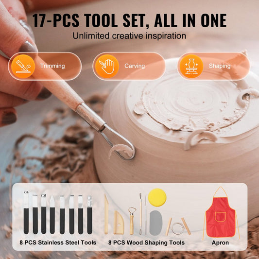 YT-01 - VEVOR 10" Pottery Wheel with 350W Motor & 17-Piece Tool Set