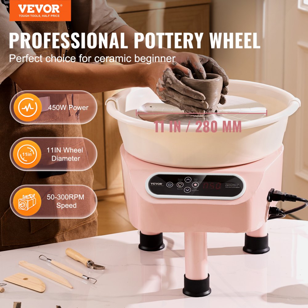 YT-10 - 11-inch VEVOR Pottery Wheel with Foot Pedal & 17 Tools