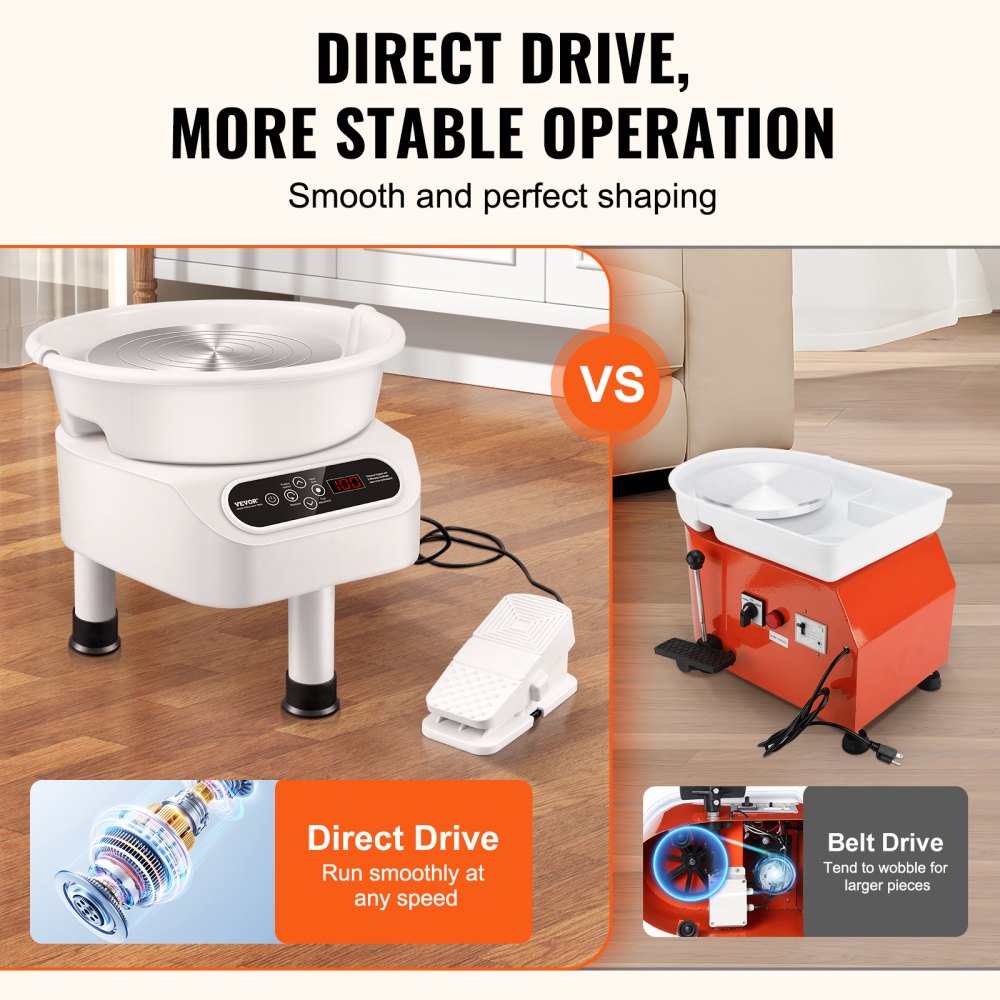 YT-10 - VEVOR 11" Pottery Wheel with Foot Pedal & Touchscreen Control