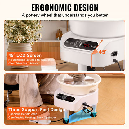 YT-10 - VEVOR 11" Pottery Wheel with Foot Pedal & Touchscreen Control