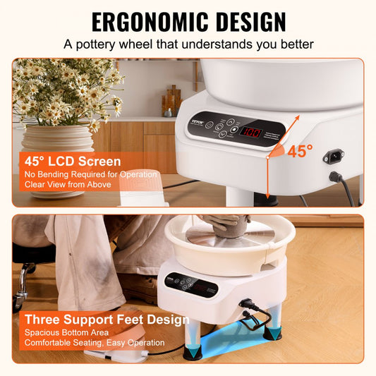 YT-10 - VEVOR 11" Pottery Wheel with Foot Pedal & Touchscreen Control
