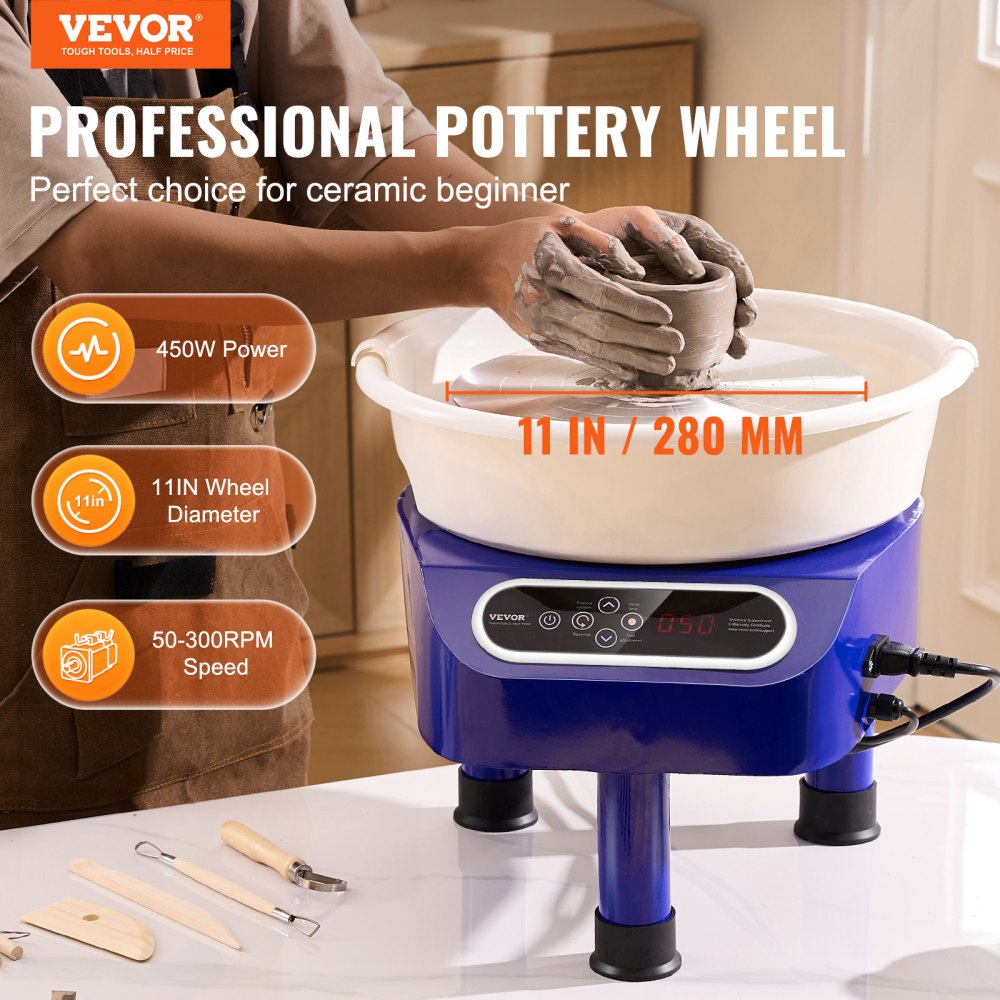 YT-10 - VEVOR 11" Pottery Wheel with Direct-Drive Motor and LCD Control