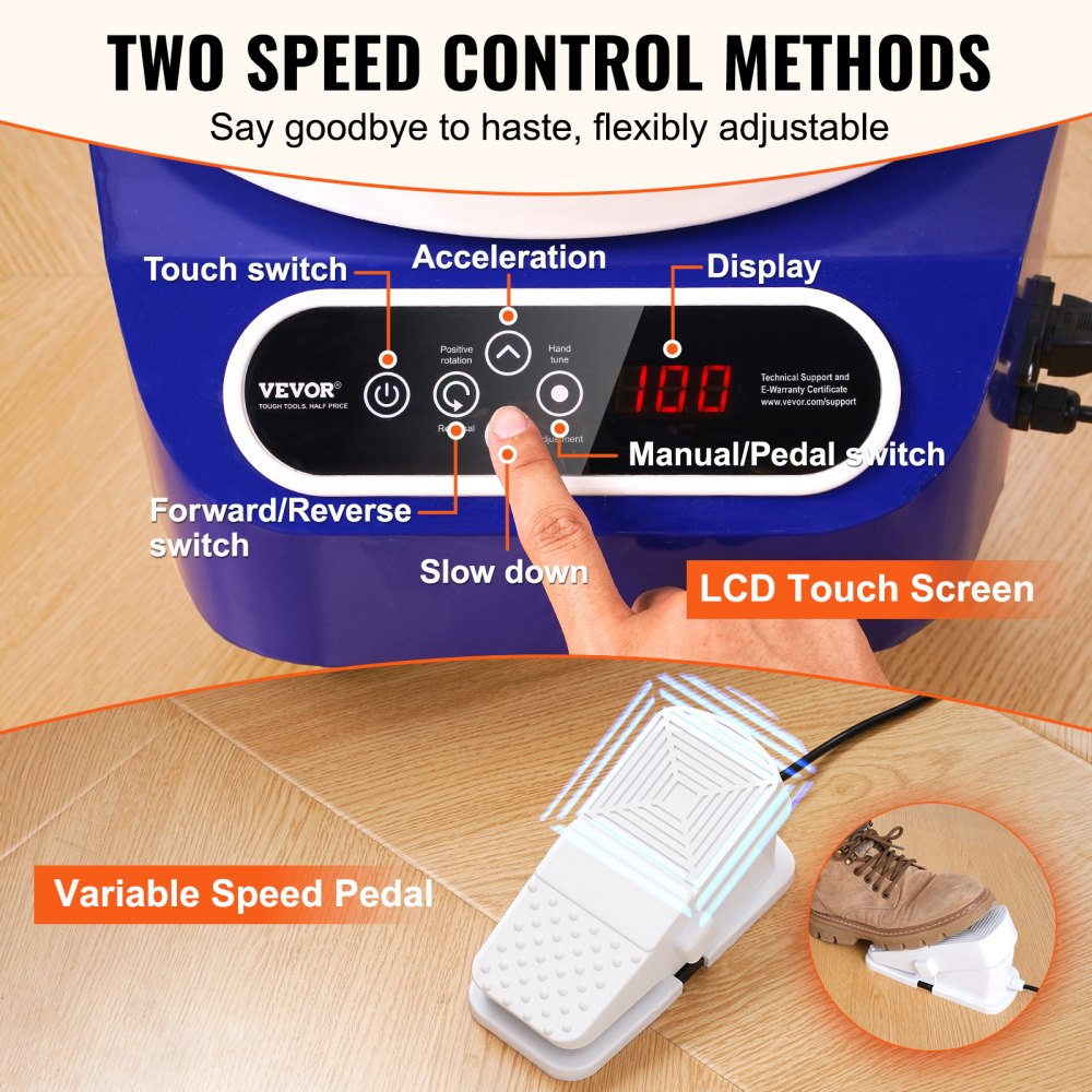 YT-10 - VEVOR 11" Pottery Wheel with Direct-Drive Motor and LCD Control