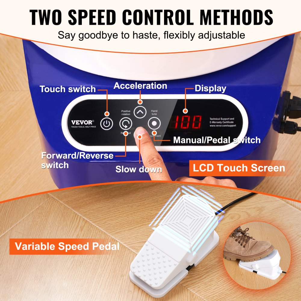 YT-19 - Dual-Speed Pottery Wheel with LCD Touchscreen & 17-Piece Tool Set