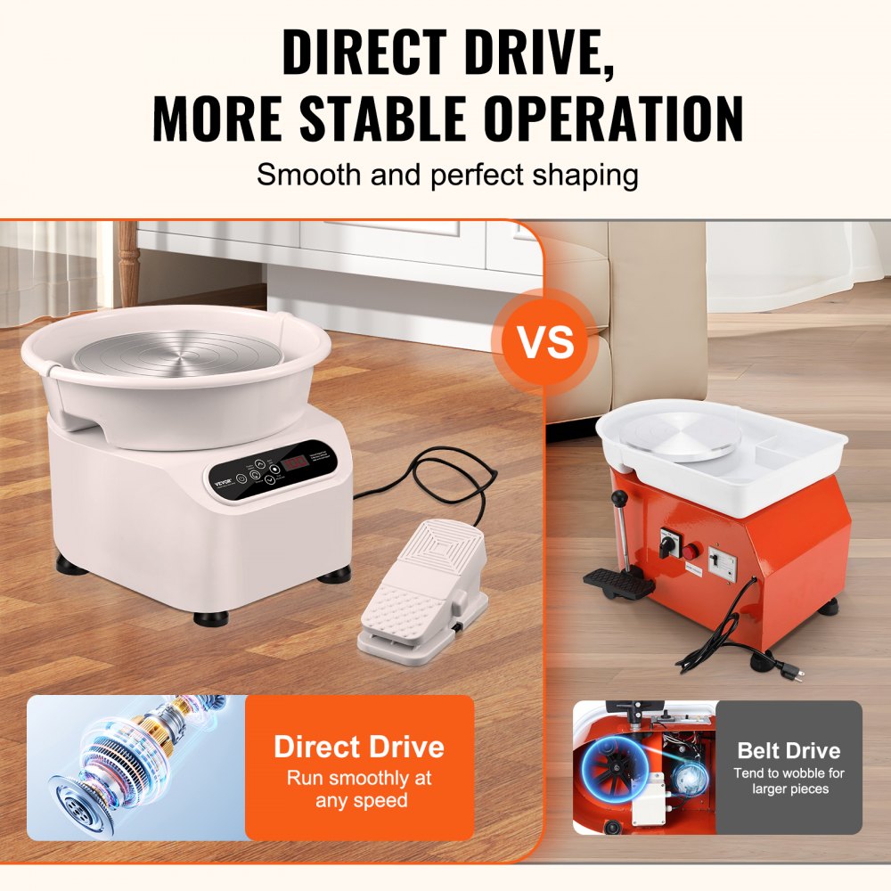 YT-19 - 10” VEVOR Pottery Wheel with Smooth Direct-Drive Motor