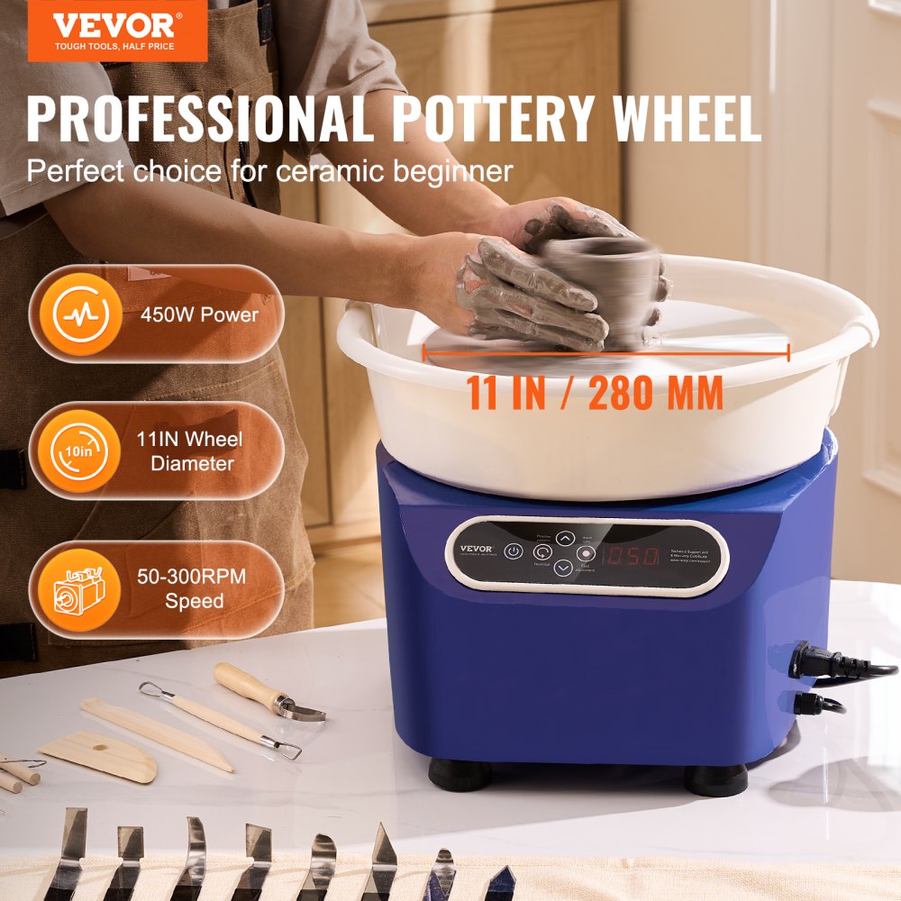 YT-37 - VEVOR 11-Inch Pottery Wheel with 450W Motor & Tool Set