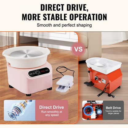 YT-37 - 450W Pottery Wheel, 11 lbs Capacity, Dual-Speed & LCD Display