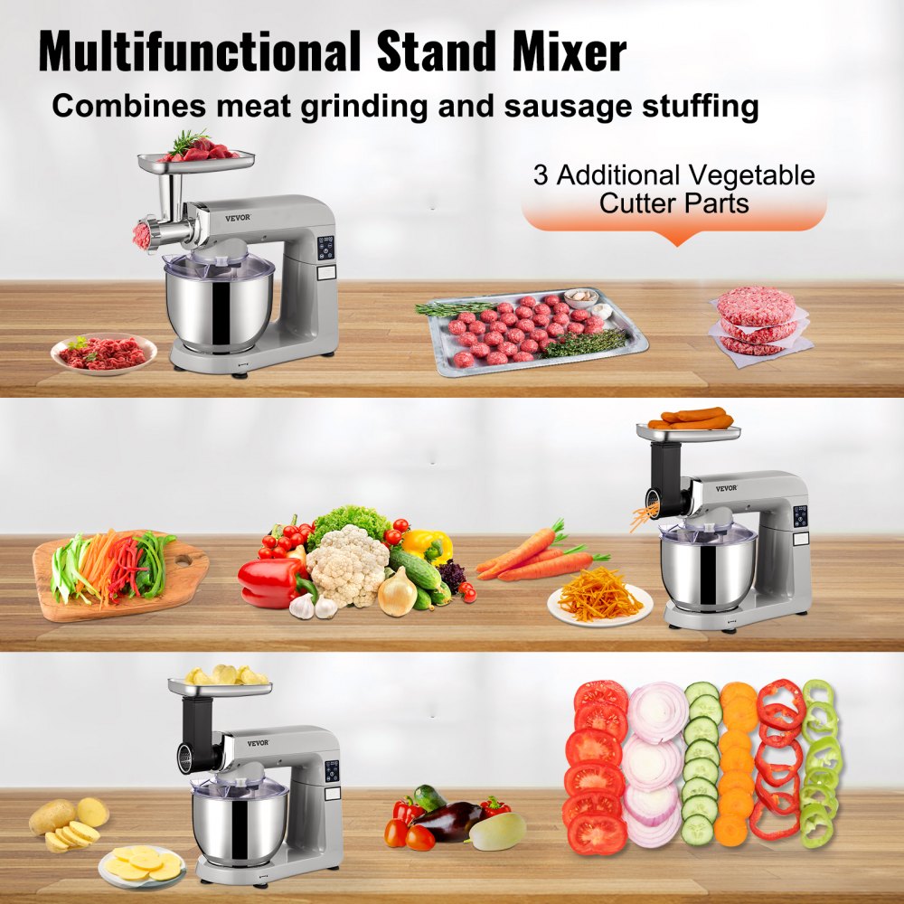 SM-1571NL - 450W VEVOR 6-in-1 Stand Mixer for Versatile Kitchen Tasks