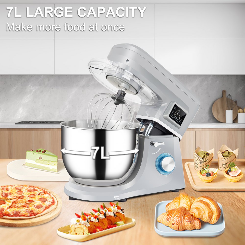 SM-1571NL - 7.4Qt 450W Tilt-Head Stand Mixer with LCD & 3 Attachments