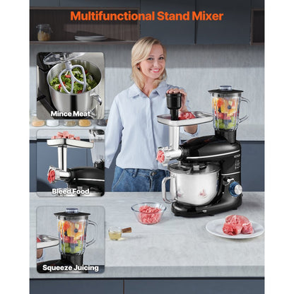 SM-1504NBM - 5.9qt Durable Stand Mixer with 6 Speeds & Attachments