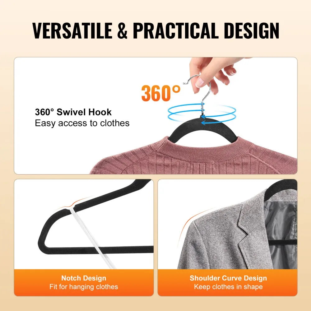 ZR048 - 50 Pack Velvet Hangers, 0.2in Thin, 11lbs Capacity