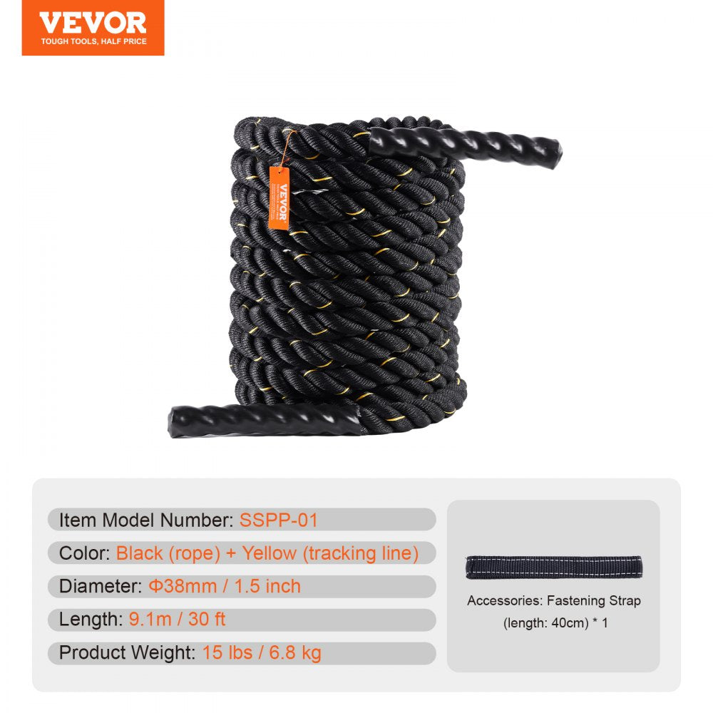 SSPP-01 - 1.5" x 30' VEVOR Battle Rope for Strength Training