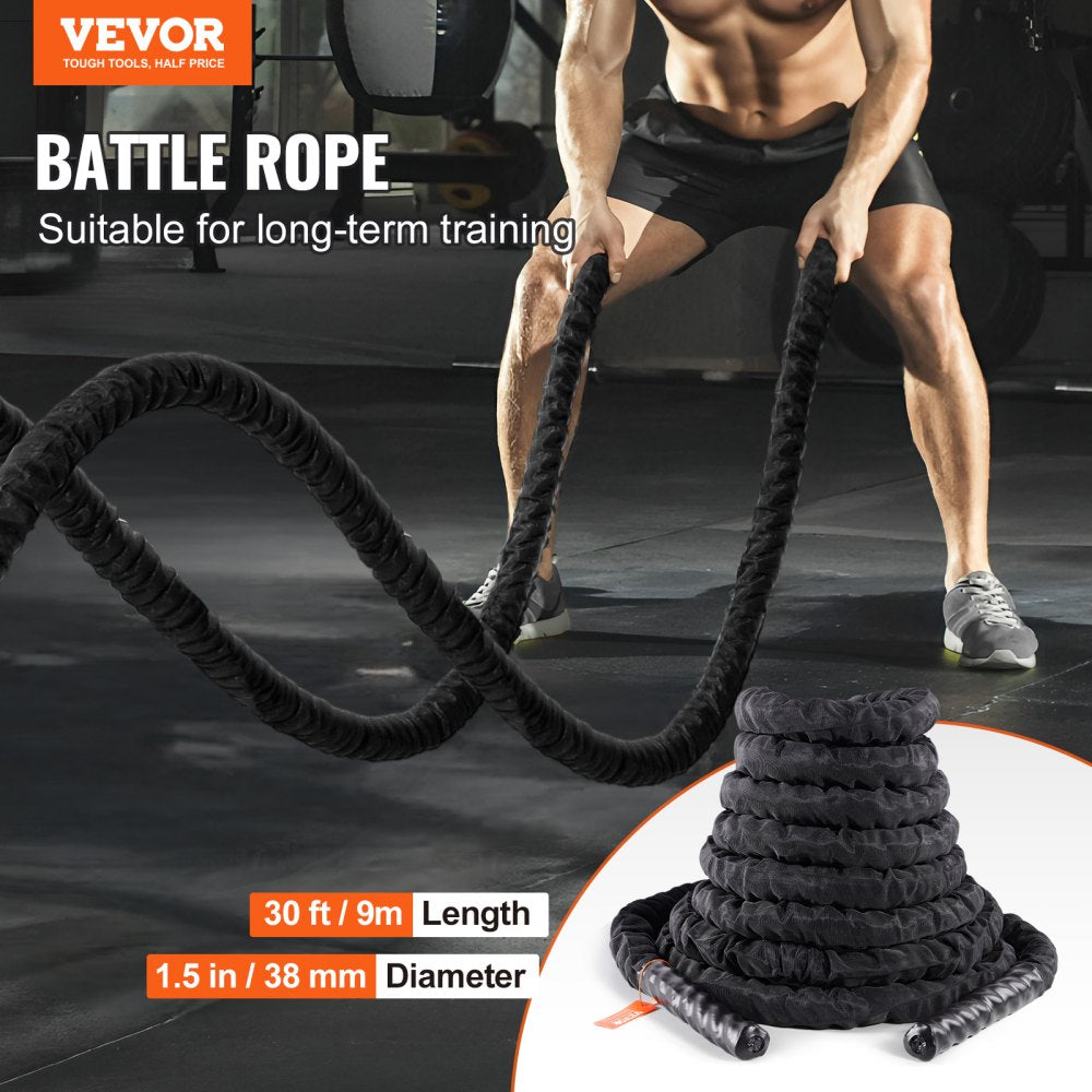 SSPP-02 - 1.5" x 30ft Durable Polyester Battle Rope with Comfort Handles