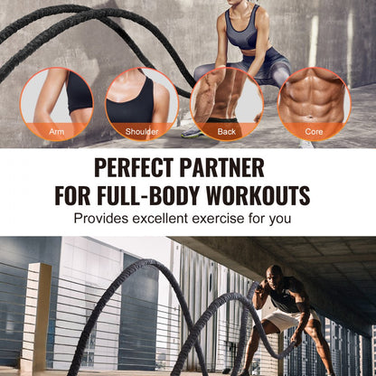 SSPP-02 - 1.5" x 30ft Durable Polyester Battle Rope with Comfort Handles