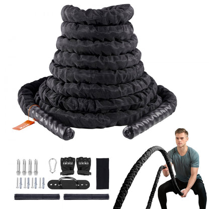 SSPP-02 - 1.5" x 30ft Durable Polyester Battle Rope with Comfort Handles