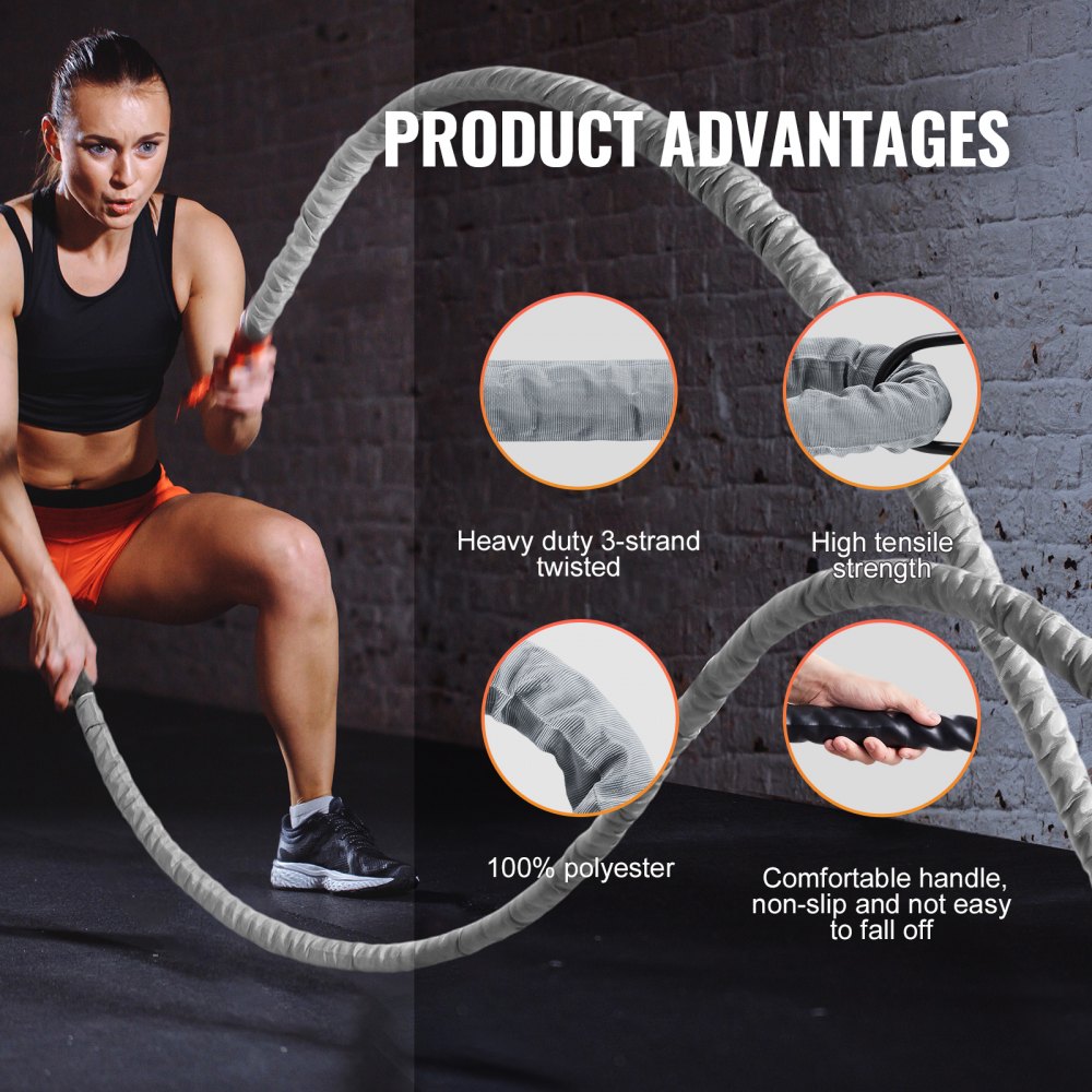 SSPP-03 - 1.5" x 30Ft VEVOR Battle Rope for Full-Body Workouts
