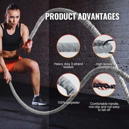 SSPP-03 - 1.5" x 30Ft VEVOR Battle Rope for Full-Body Workouts