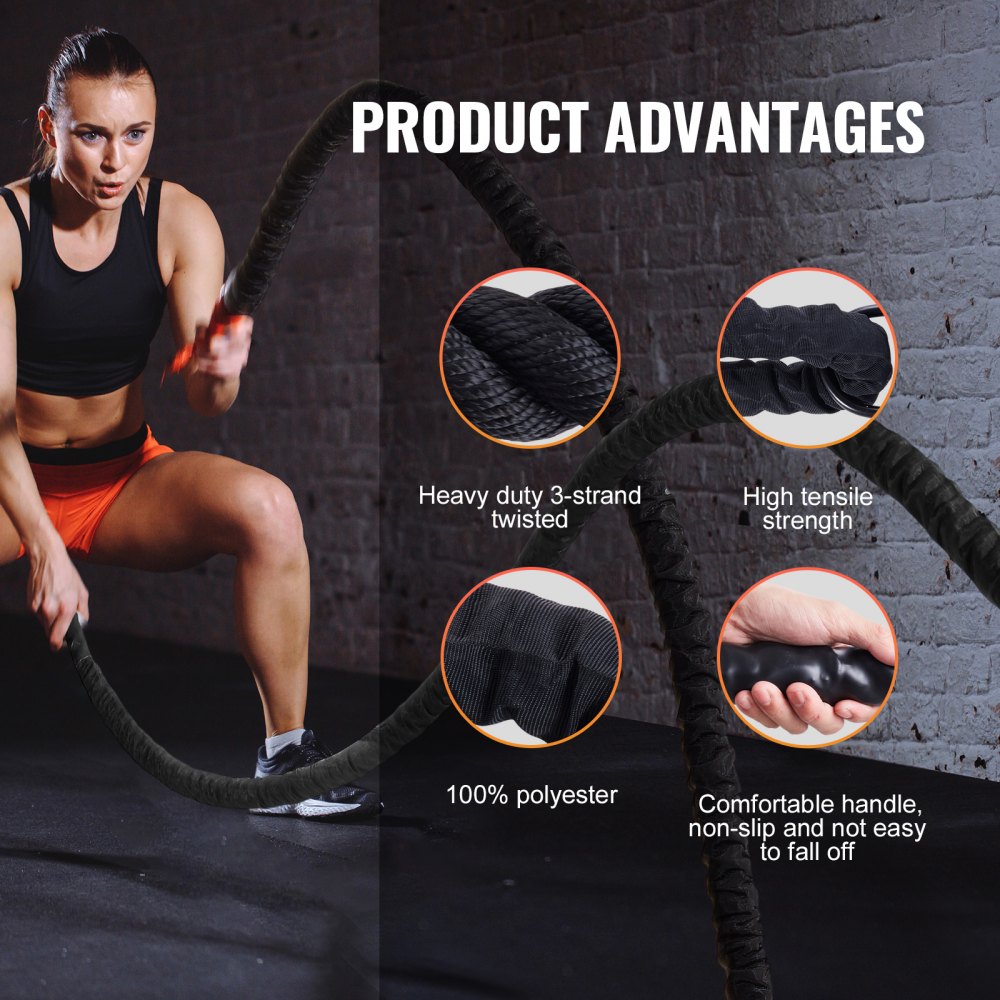 SSPP-04 - Durable 1.5" x 40' VEVOR Battle Rope for Intense Workouts