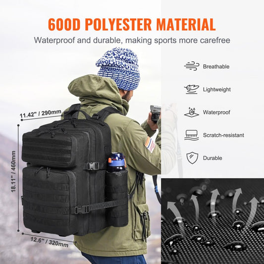 BK-2593 - 45L Waterproof Tactical Backpack with Molle and Multiple Compartments