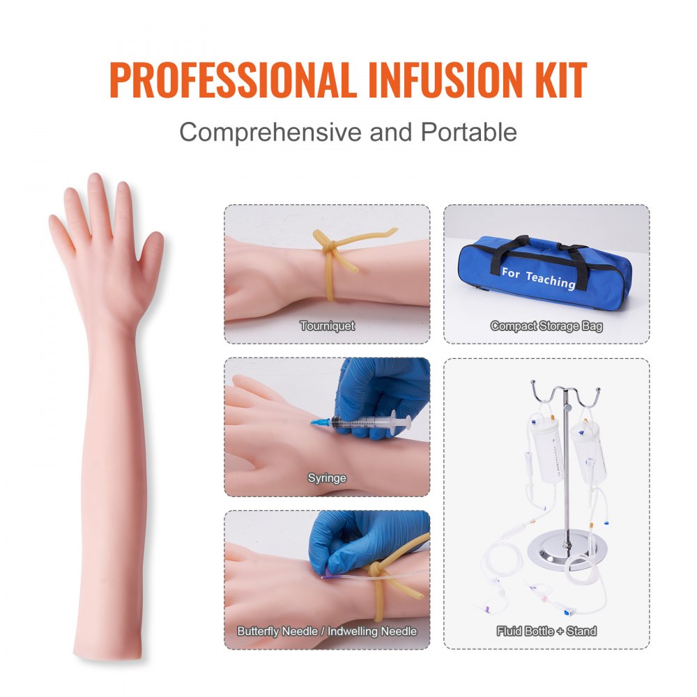 LD-HS3 - VEVOR Phlebotomy Kit with Realistic Arm & Adjustable Infusion Stand