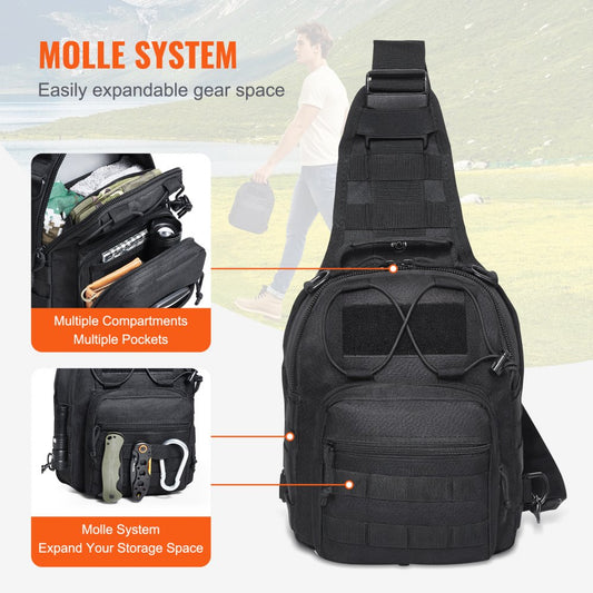 A88060 - 10L Tactical Sling Bag with MOLLE Design & Versatile Carrying Options