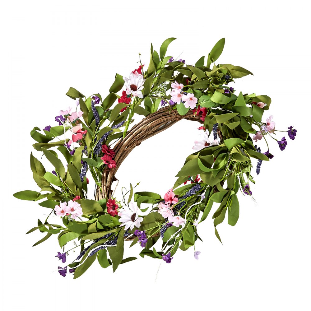 WA53360 - 22" Realistic Silk Wreath with Daisies for All Seasons