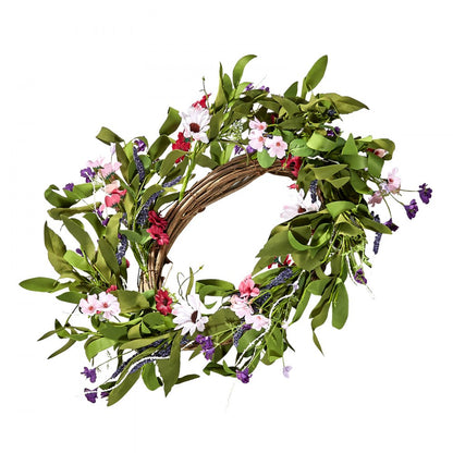 WA53360 - 22" Realistic Silk Wreath with Daisies for All Seasons