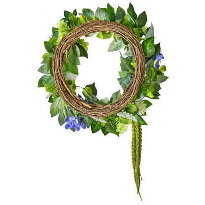 WA53361 - 23" Silk Floral Wreath in Blue, White & Green for Year-Round Decor