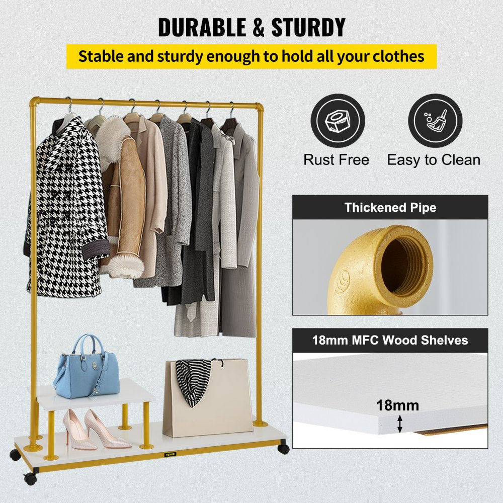 MS1216-2C - Stylish 63" Garment Rack with Gold Finish and 150 lbs Capacity