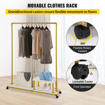 MS1216-2C - Stylish 63" Garment Rack with Gold Finish and 150 lbs Capacity