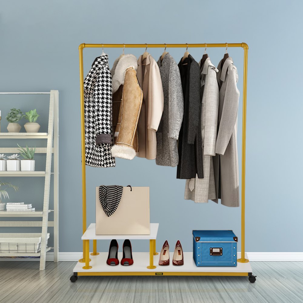 MS1216-2C - Stylish 63" Garment Rack with Gold Finish and 150 lbs Capacity