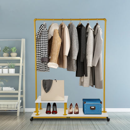 MS1216-2C - Stylish 63" Garment Rack with Gold Finish and 150 lbs Capacity