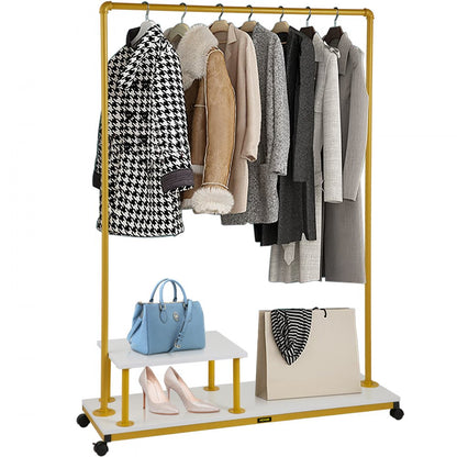 MS1216-2C - Stylish 63" Garment Rack with Gold Finish and 150 lbs Capacity