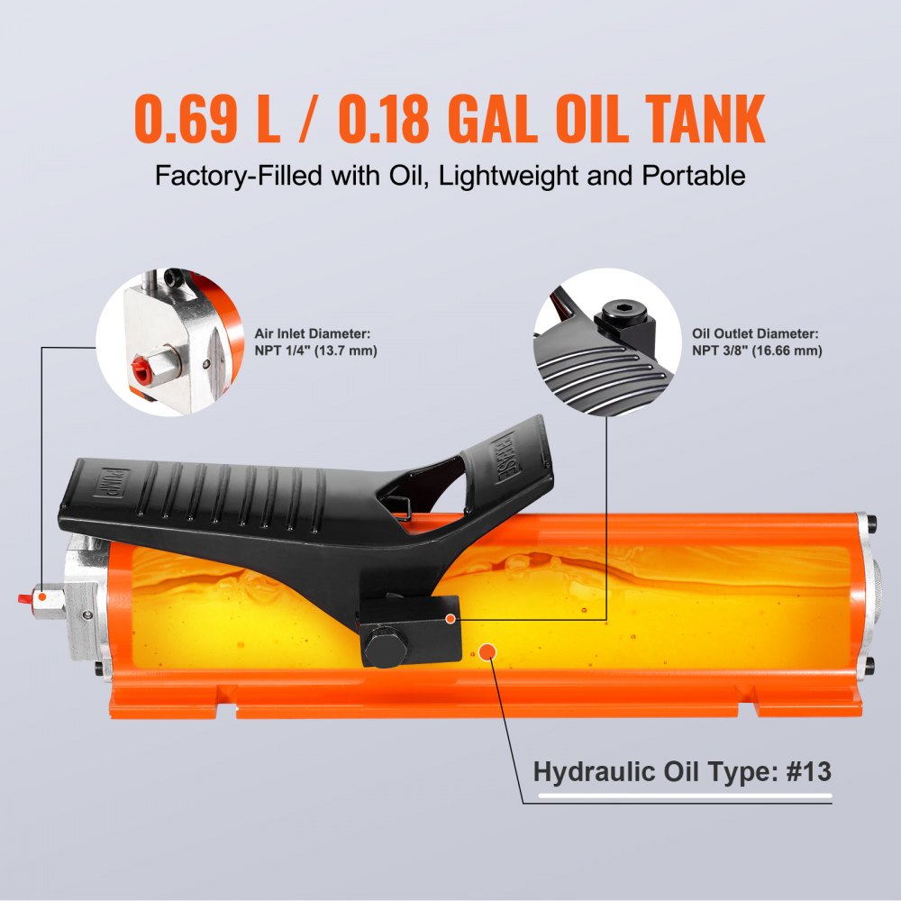 TL-A5122 - 10,000 PSI Air Hydraulic Pump with 0.18 Gal Reservoir