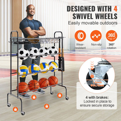 RF-RY-027 - Compact 4-Tier Basketball Storage Rack for Home & Gym