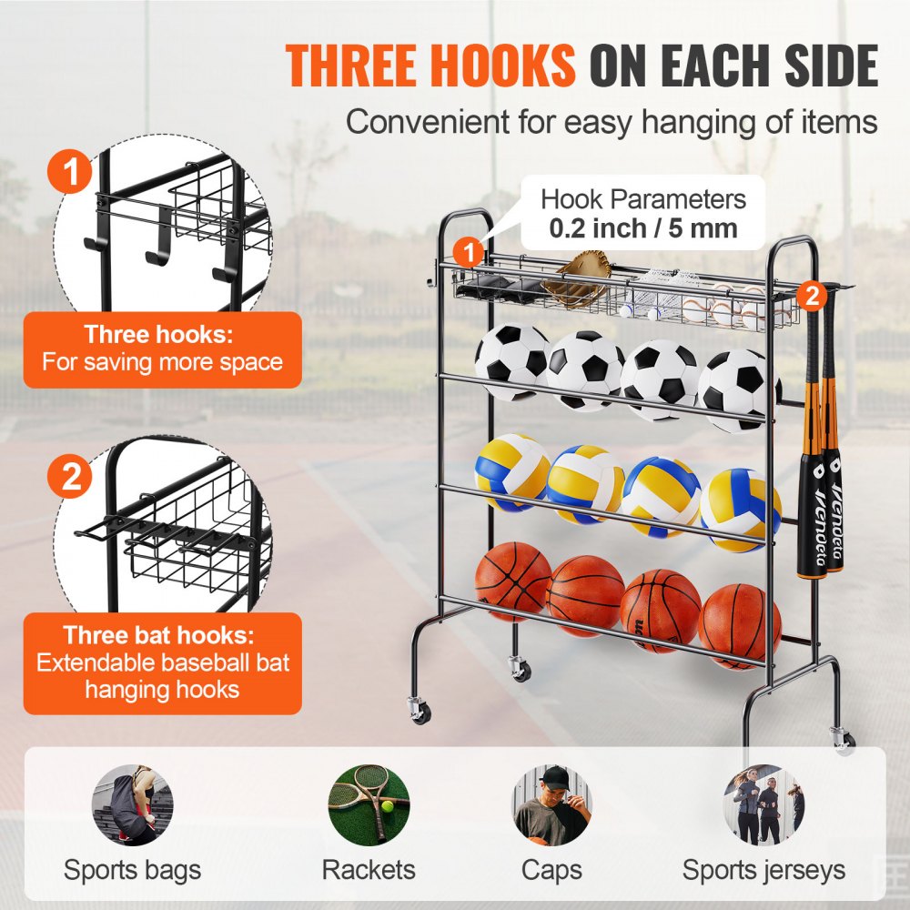 RF-RY-027 - Compact 4-Tier Basketball Storage Rack for Home & Gym