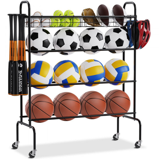 RF-RY-027 - Compact 4-Tier Basketball Storage Rack for Home & Gym