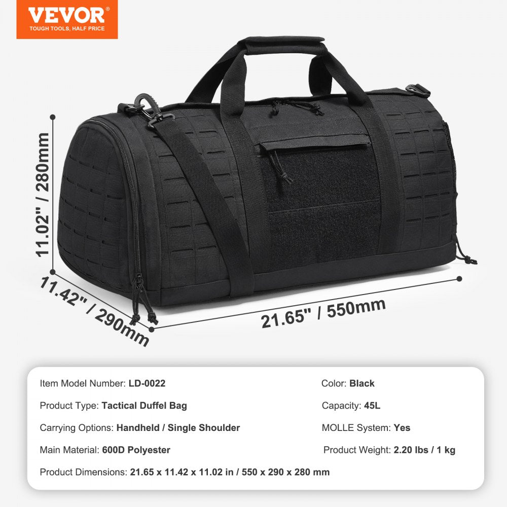 LD-0022 - 45L Tactical Duffle Bag with Waterproof Shoe Compartment