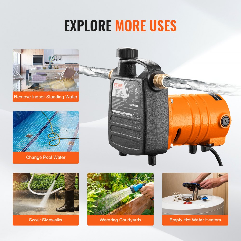 Q1CZ-800C - Durable Cast Iron Pump, 1600 GPH, 120 ft Lift Capacity