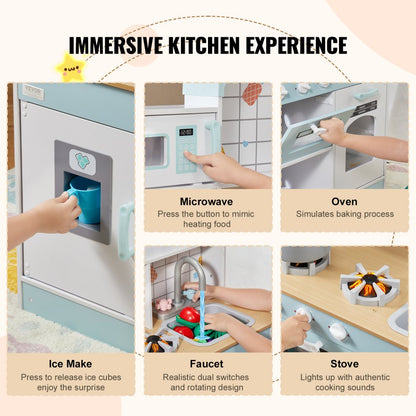 TLG81021 - VEVOR Kids Wooden Kitchen Playset, 34.9" x 12.5" x 35.6"