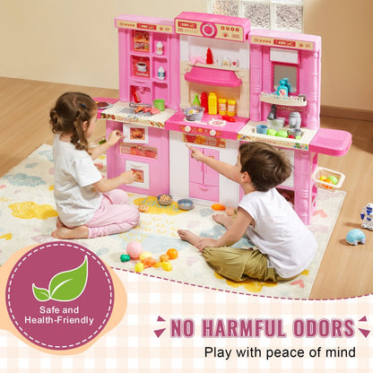 1234-7F - 50.4" 3-in-1 Pink Kitchen Playset for Kids