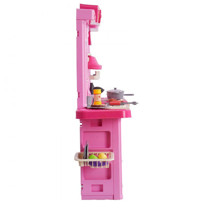 1234-7F - 50.4" 3-in-1 Pink Kitchen Playset for Kids
