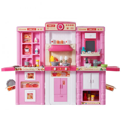 1234-7F - 50.4" 3-in-1 Pink Kitchen Playset for Kids