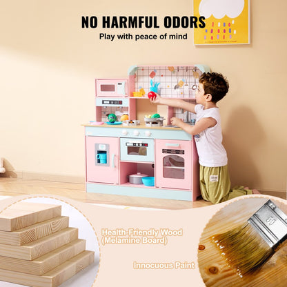 TLG81021 - VEVOR Kids Wooden Kitchen Playset with 24 Accessories